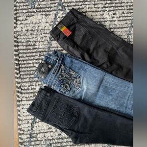 Bundle: 2 Tory Burch skinny jeans and 1 MissMe jean capris